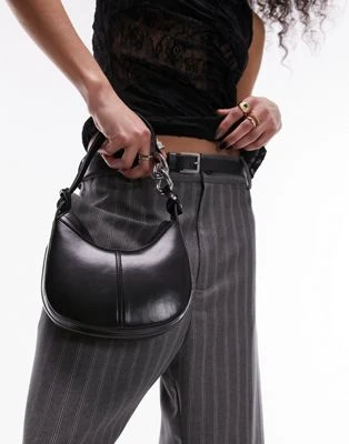 Topshop - Santiago - Mini sac porté épaule à détail chaîne - Noir