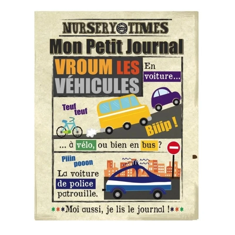 Livre d'éveil - Mon Petit journal à froisser - LES VEHICULES !  JO AND NIC'S CRINKLY - Maman Natur'