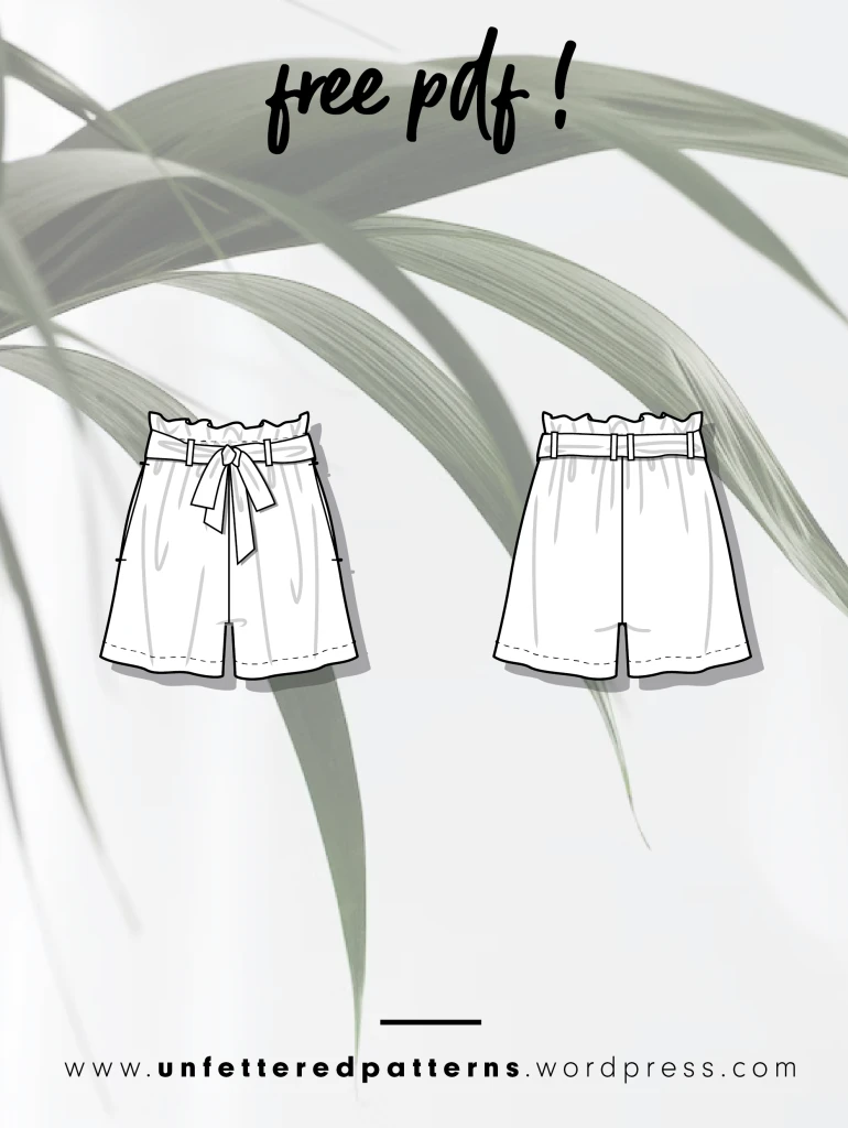 Short culottes with belt paperbag waist – Free sewing pattern download PDF #UP1010