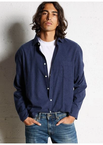 Chemise col classique en coton | Bleu