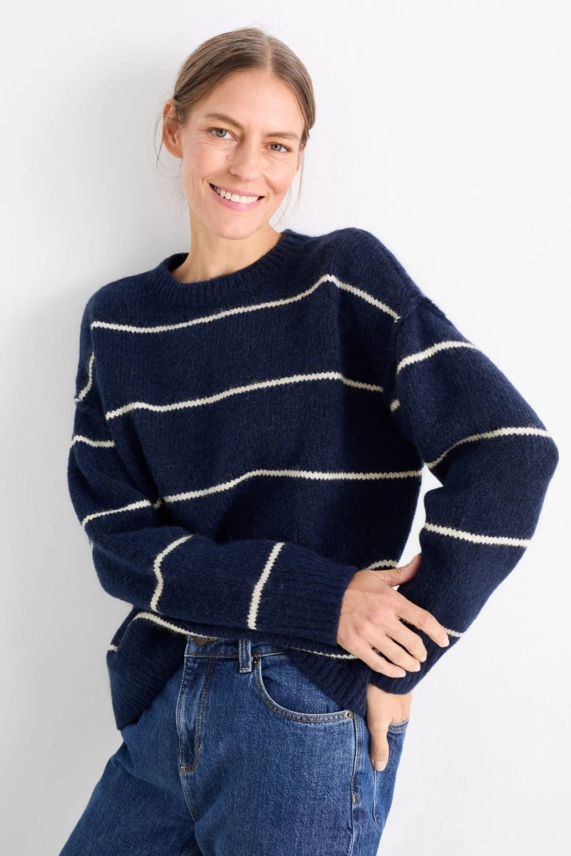 Pullover - à rayures