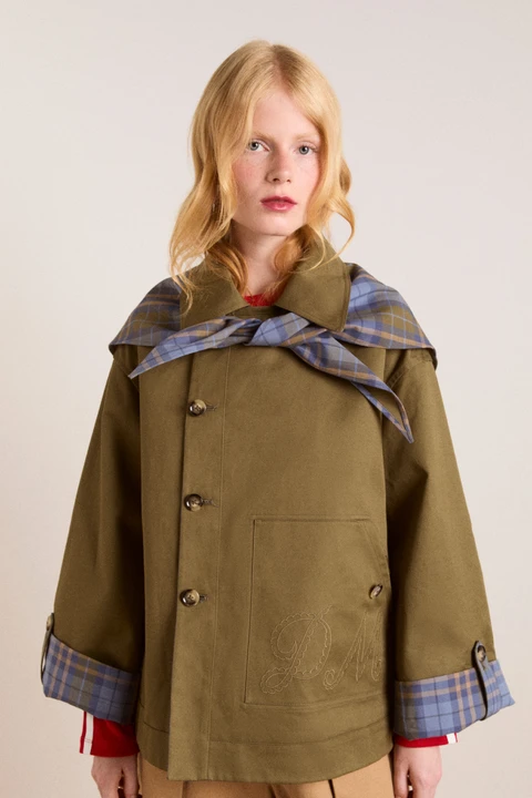 reversible jerry crop trench coat - olive
