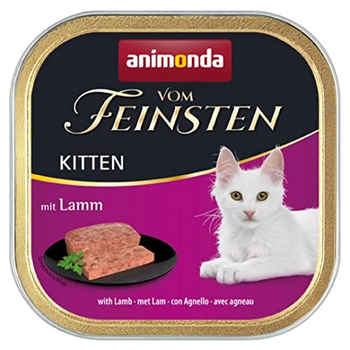 Vom Feinsten Kitten d’animonda, nourriture humide pour chat en pleine croissance durant sa première année de vie, à l’agneau, 32 x 100 g