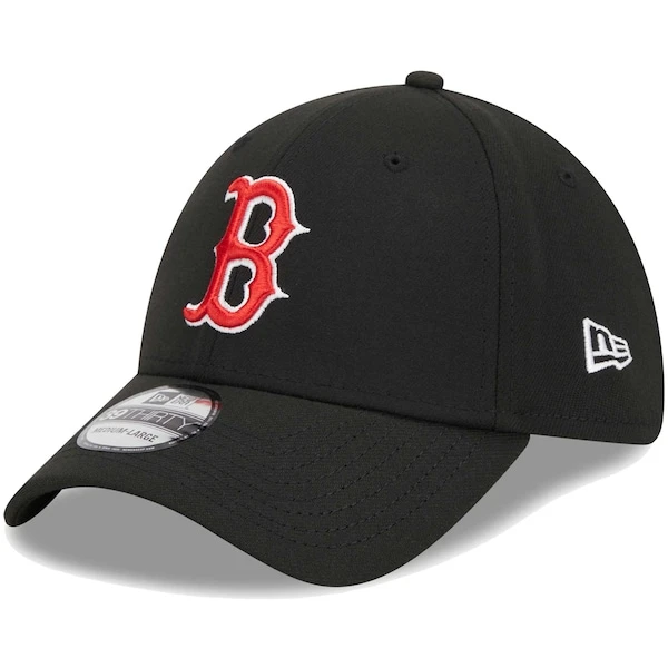 Men's Boston Red Sox New Era Black Logo 39THIRTY Flex Hat