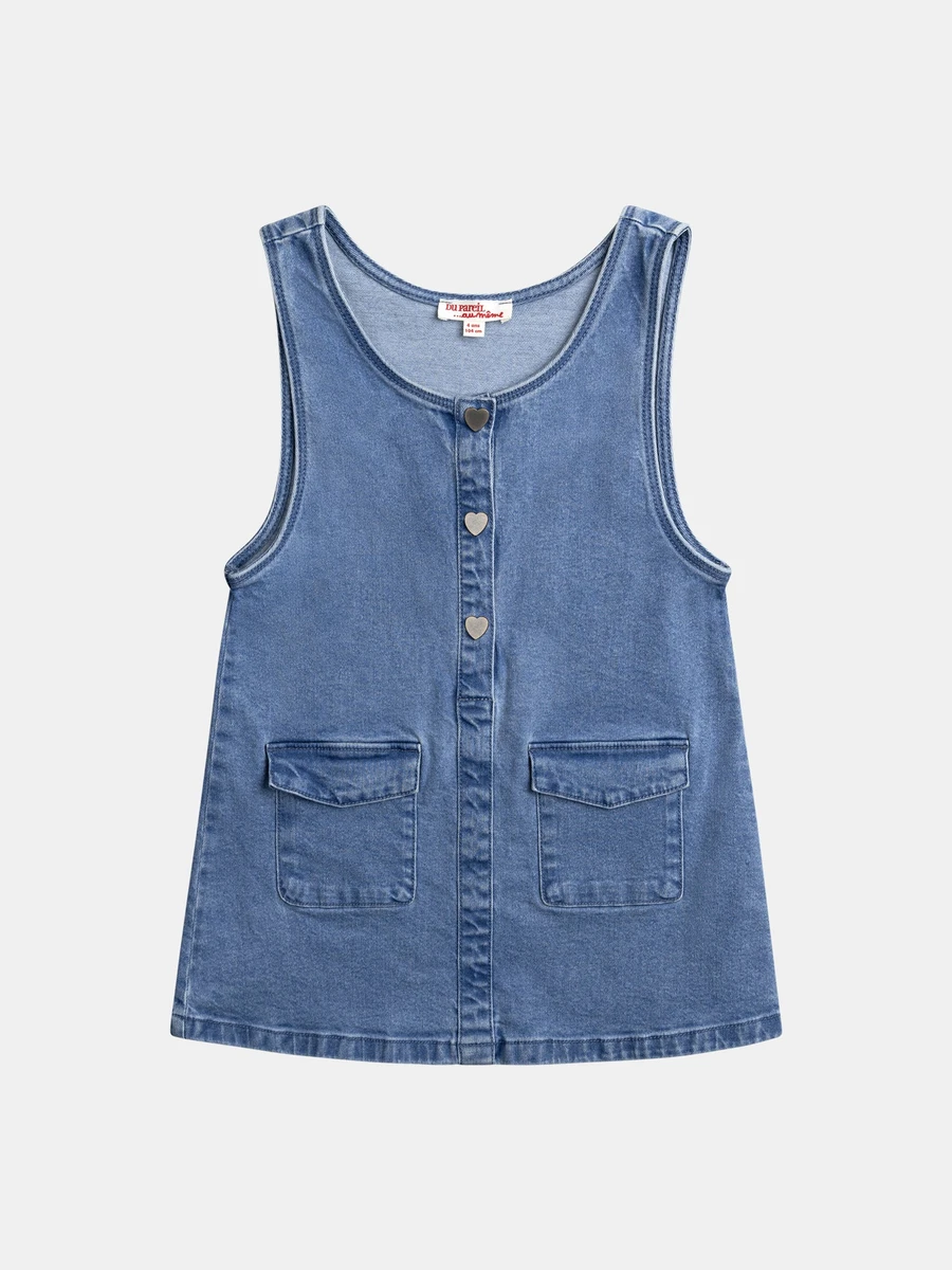 Robe en denim à boutons pression pour fille