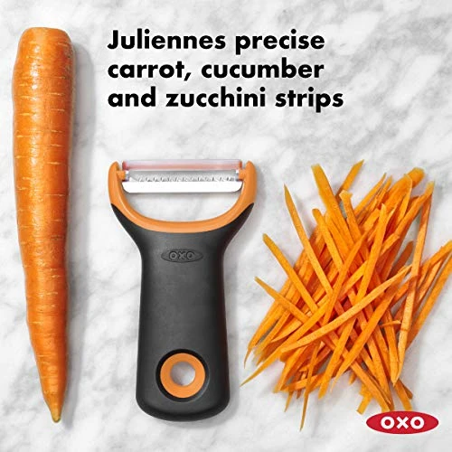 OXO Good Grips – Éplucheur de préparation pour juliennes - Éplucheur en inox - Orange et noir