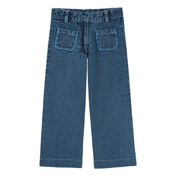 Jean Poches Brodées | Bleu
