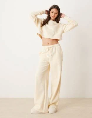 Urban Threads - Pantalon de jogging confort coupe ample style sport - Crème
