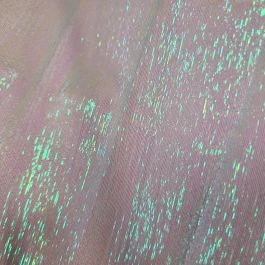 Tissu voile crinkle transparent froisse iridescent blanc rose
