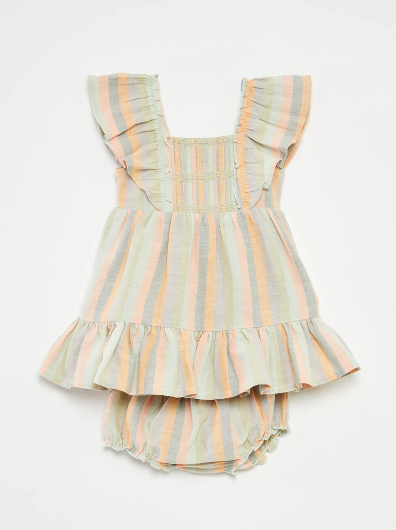 Ensemble robe + culotte multicolores volantées - 2 pièces