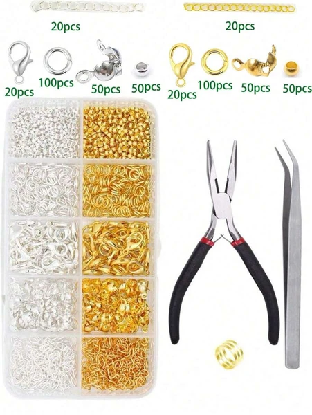 WGRXIRANYKM Ensemble de fermoirs métalliques en forme de homard, anneaux ouverts, perles entretoisées en fleurs dans une boîte pour la fabrication de bracelets, colliers et kits de bijouterie DIY | Mode en ligne | SHEIN FRANCE
