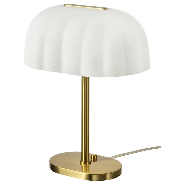 AKTERSPRING Lampe de table - opalin verre/laitonné 39 cm