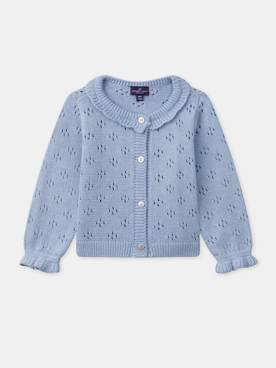 Cardigan bleu ajouré Bébé Fille