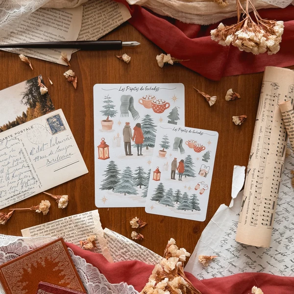 Planche de stickers ferme de sapins