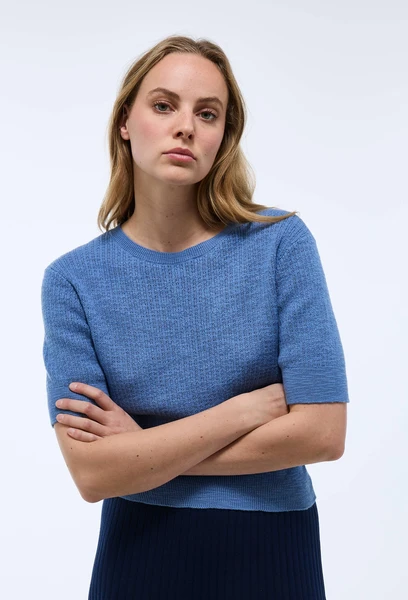 Pull col rond ajouré en coton BIO