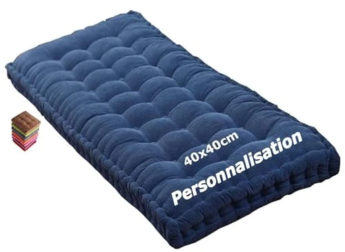 Matelas de Sol capitonné ou Coussin pour Banc de Jardin 1/2/3 Places, Banquette et Chaise Longue Palette, 170 cm, 180 cm, Coussin pour Banc 150 cm Exterieur Interieur sur Mesure(Denim Blue 1d,120x40 c