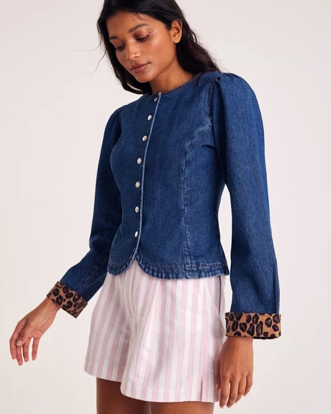 Veste Berta bleu outremer et léopard