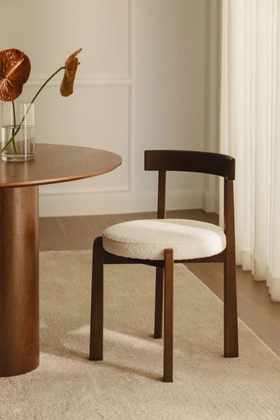 Chaise de salle à manger en chêne de Manille avec rembourrage