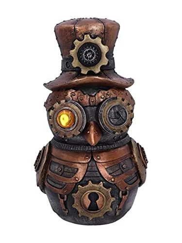 Nemesis Now Hootle D5413T1 Figurine de Chouette Steampunk avec Chapeau Haut-de-Forme Bronze 22,7 cm