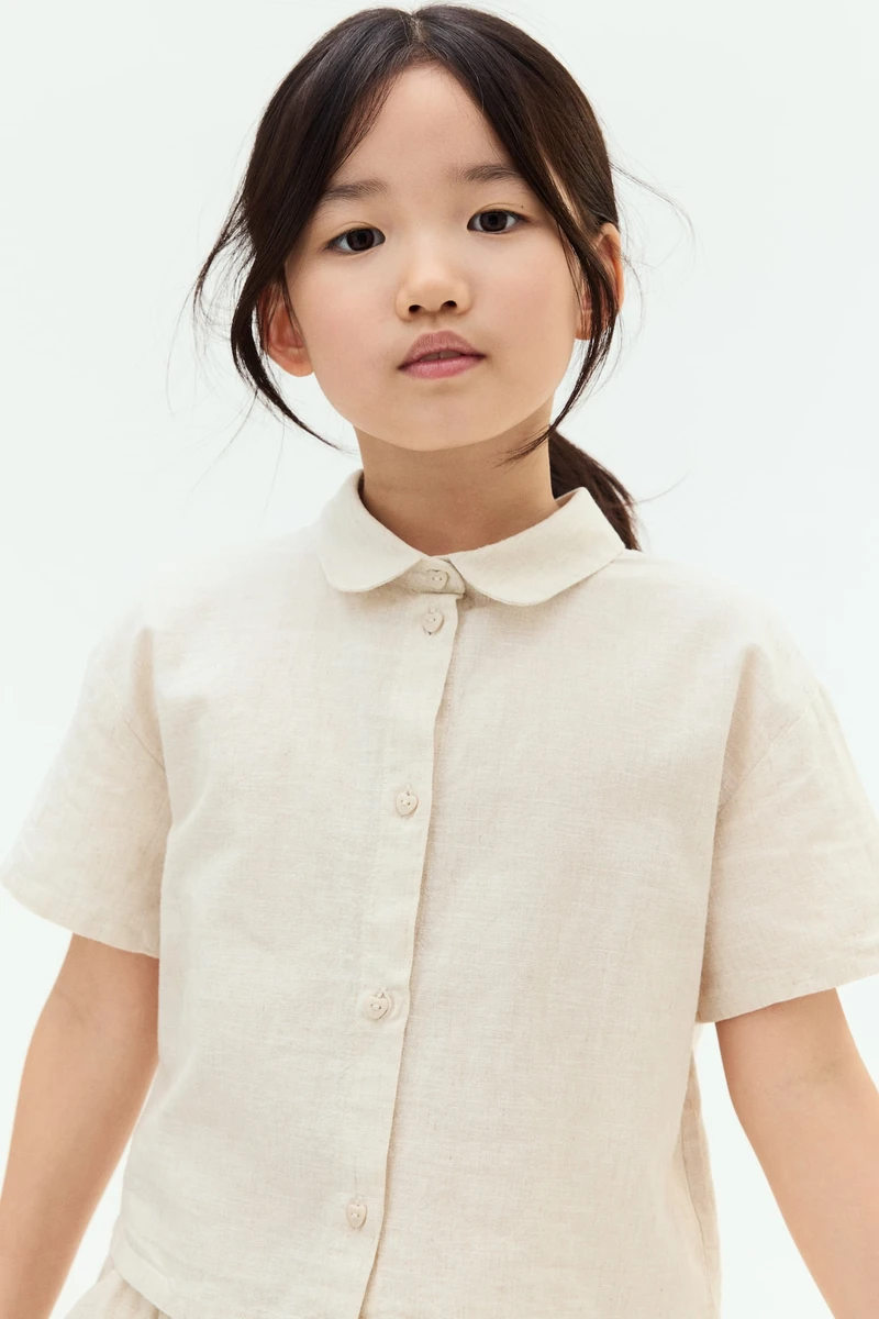 Blouse en lin mélangé - Beige clair - ENFANT | H&M FR