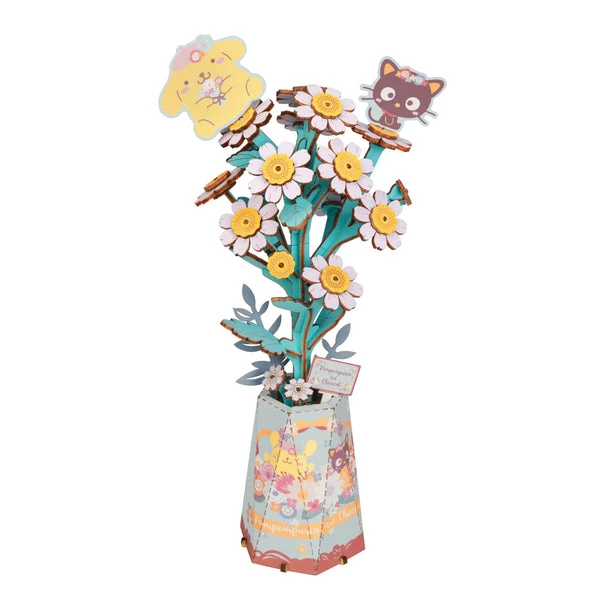 Pompompurin & Chococat Chamomile 3D Wooden Flower Puzzle Kit