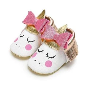 Mocassins Licorne Bébés or et noeud papillon 7-12 mois