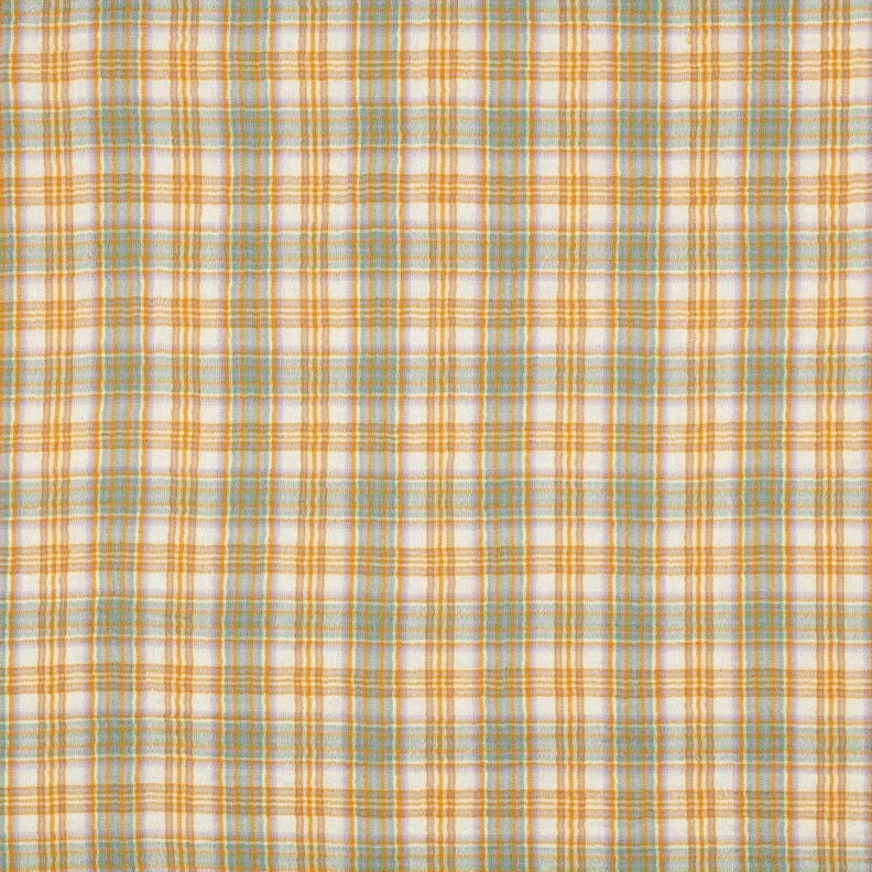 Tissu double gaze de coton Carreau | Poppy Fabrics – jaune curry/sauge - Idéal pour Tuniques