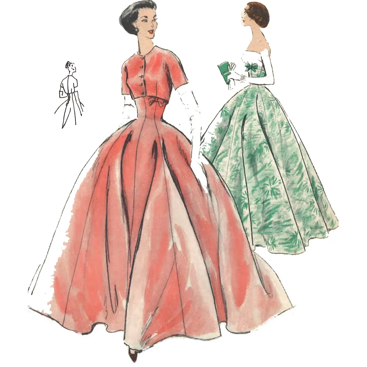Patron de couture des années 1950 : Vogue Evening ou Ball Gown & Bolero - Buste 31" (79cm)