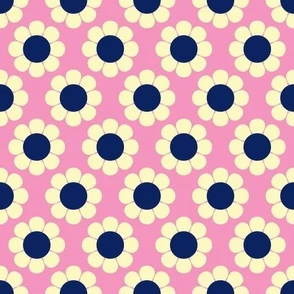 60s 70s Retro Flowers in Pale Pink and Fabric | Spoonflower