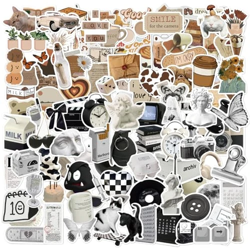 121Pcs Stickers Aesthetic,Vintage Autocollants,Stickers Vintage,pour Scrapbook, Album Photo DIY, Journaling