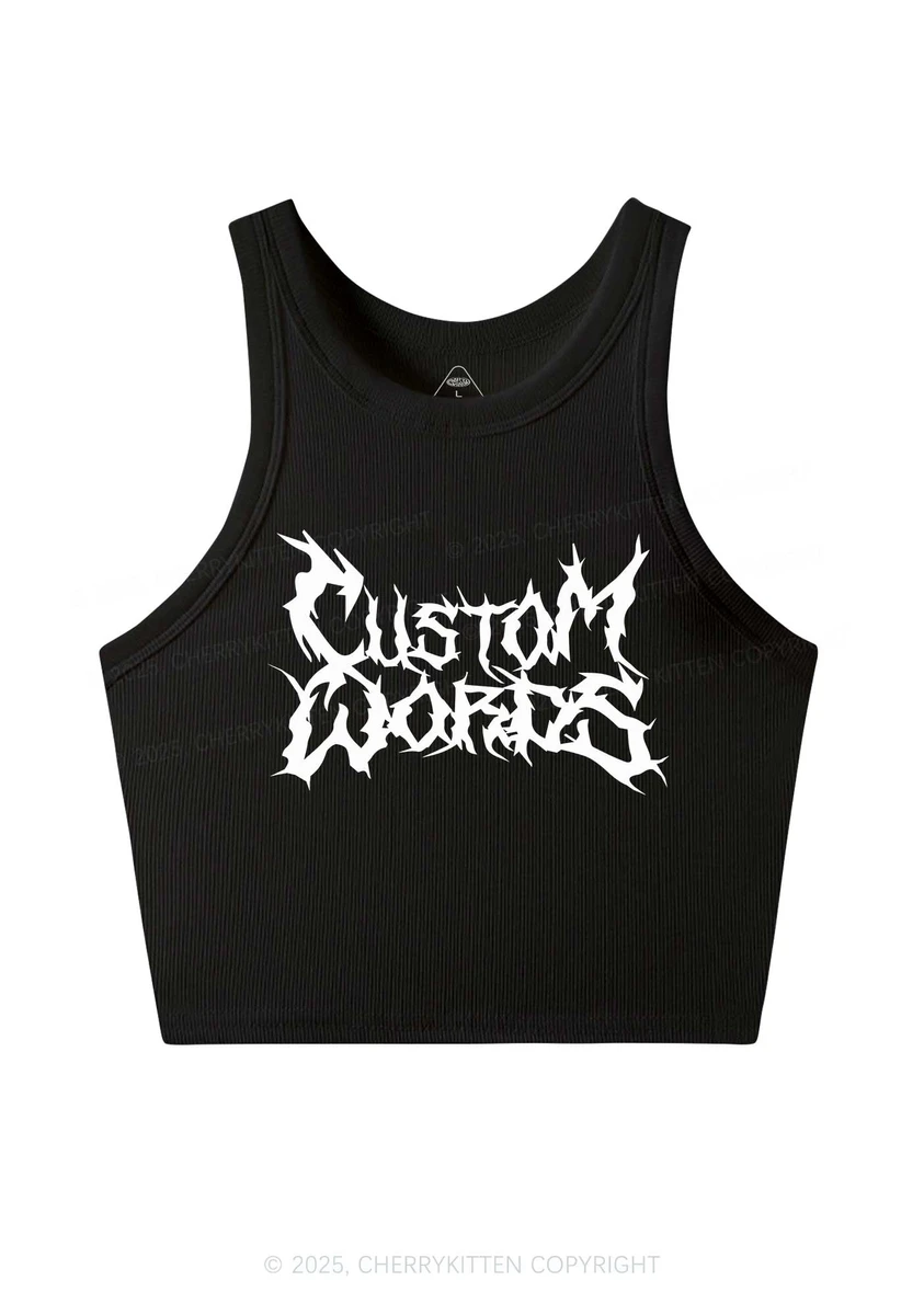 Custom Text Punk Font Y2K Crop Tank Top Cherrykitten