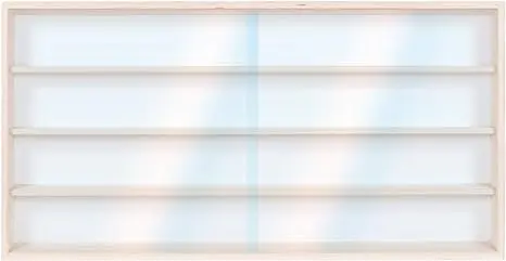 V60.4 Vitrine Murale | 60 x 39 x 8,5 cm | en Bois de Bouleau Non Traité | 4 Étagères | 2 Vitres Coulissantes Altuglas | Collection | Voitures | Trains | Miniatures | Échelle N et H0