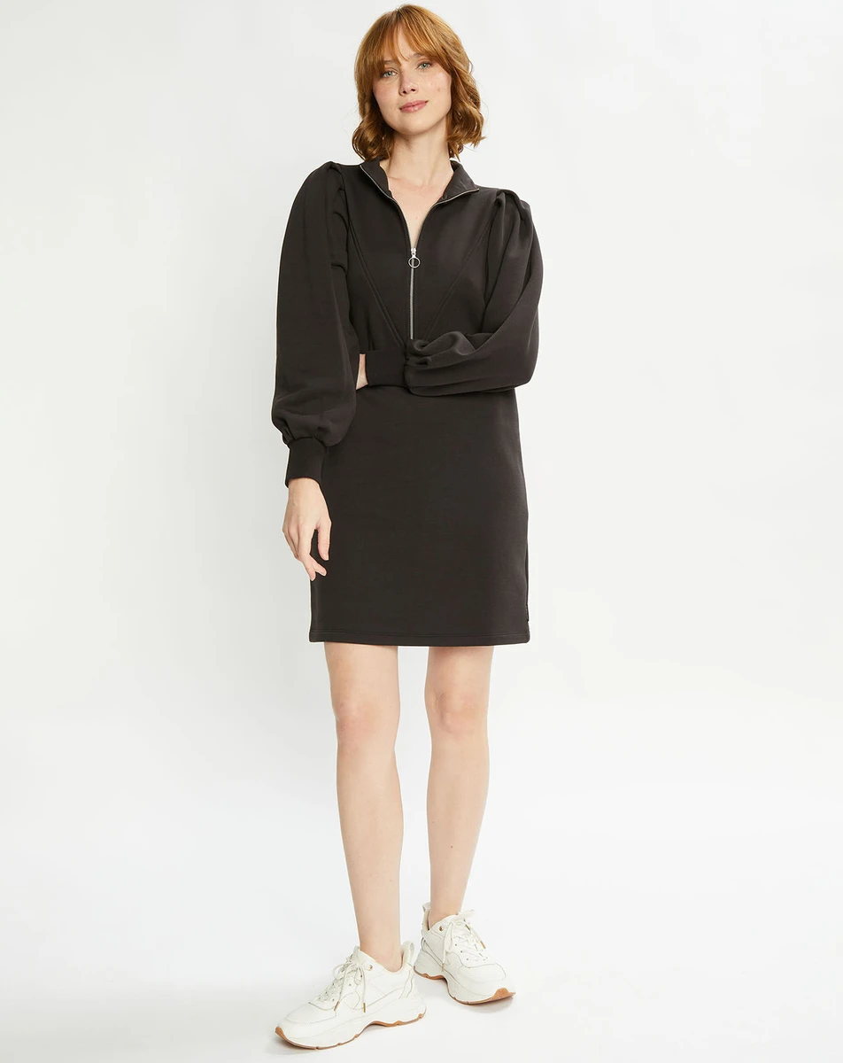 Robe Pull en Coton Bio mélangé zippée anthracite