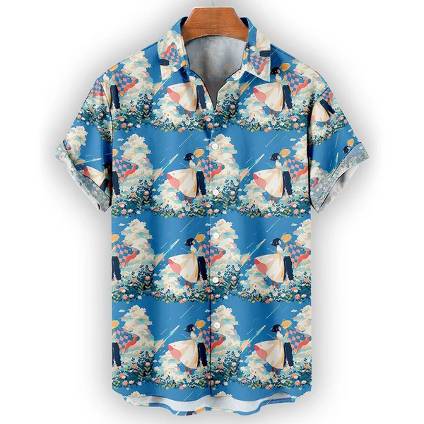Howl's Moving Castle Hawaiian Shirt – Anime Love Scene Button-Up