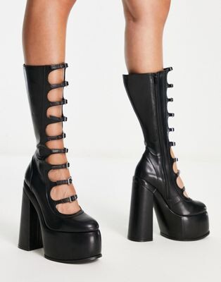 ASOS DESIGN - Cruise - Bottines hauteur genou à brides multiples - Noir