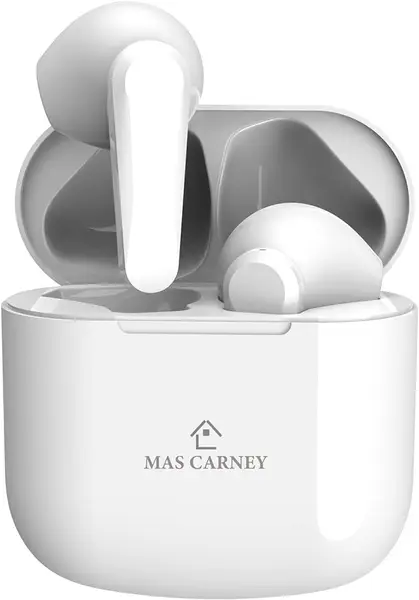 MAS CARNEY M1 Mini Ecouteurs Sans Fil Bluetooth 13cm Léger Microphone Intégré True Wireless Ecouteurs avec Étui de Charge Blanc (Blanc)