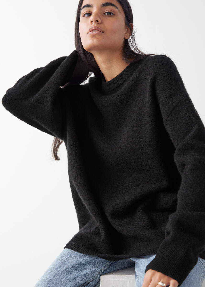 Oversized Wool Knit Jumper - Black - Sweaters - & Other Stories