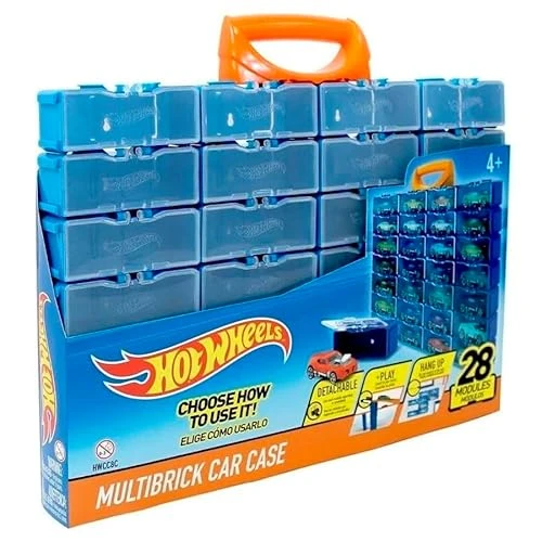 Hot Wheels Multibrick Mallette de collecte I Espace jusqu'à 28 Voitures I Compatible les pistes I Jouer et Construire, Rangement, Vitroce, Boîte de rangement, Boîte de rangement, Boîte de HWCC8C
