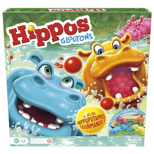 Hasbro Gaming Hippos Gloutons, Jeu De Plateau Pour Enfants et Famille, Avec Chargement Automatique Des Billes, Idées Cadeaux d'Anniversaire, De 2 À 4 Joueurs