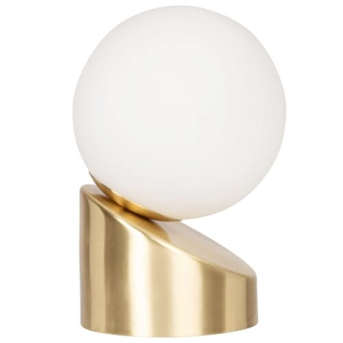 Globe lumineux en verre opaque blanc et métal doré | Maisons du Monde