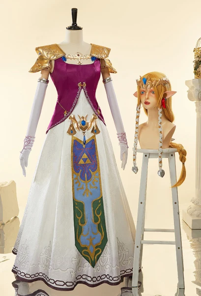 The Legend of Zelda Princesse Zelda Costume Cosplay Robe Gilet et jupon avec accessoires complets