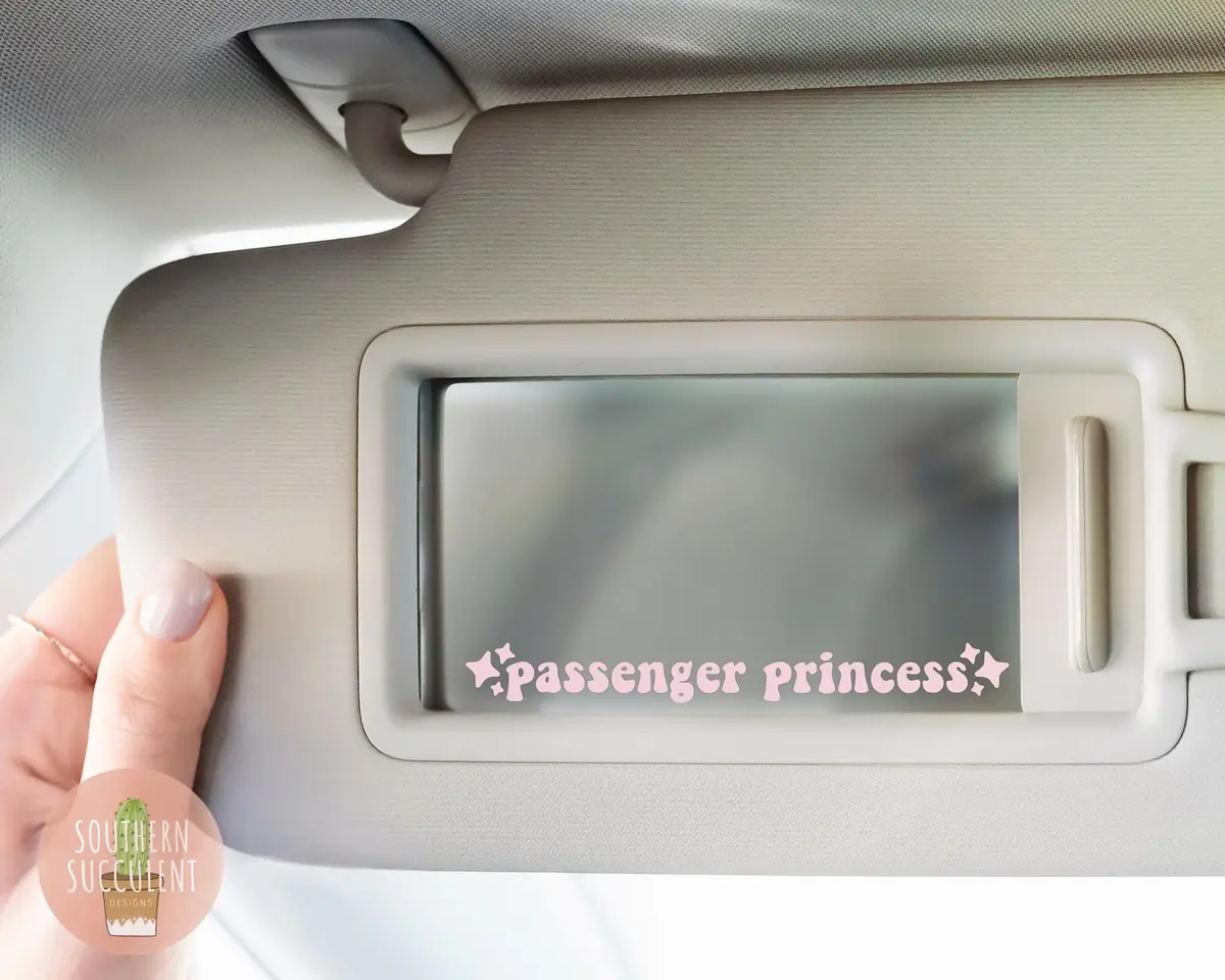 Décalcomanie de miroir de voiture de princesse de passager - décalcomanie mignonne de rétroviseur - décalcomanie de miroir de pare-soleil - autocollant de voiture de petite amie - décalcomanie pour des femmes/hommes
