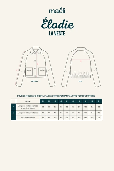 Patron La veste, Elodie