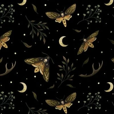 Death Head Moth Night Fabric | Spoonflower