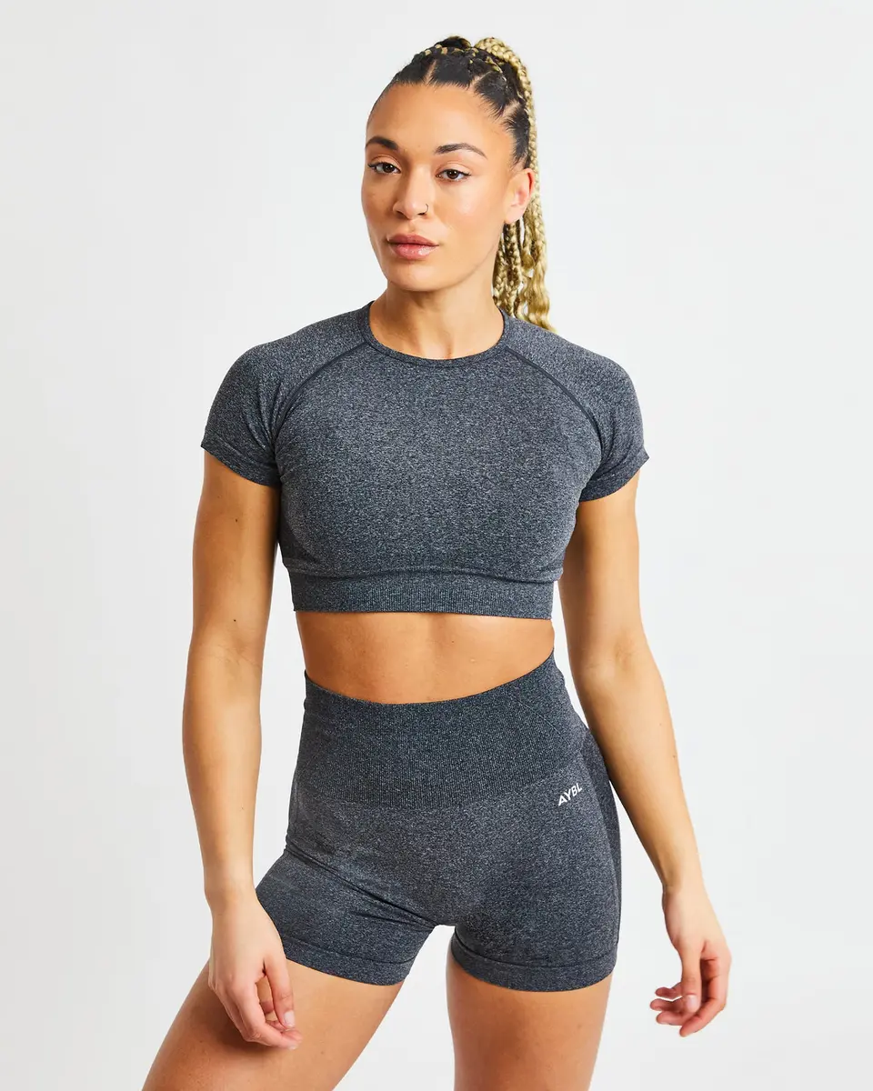 Empower Seamless Crop Top - black marl