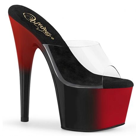 Sabots féminins noires et rouges , petites pointures pour femmes en talon.
