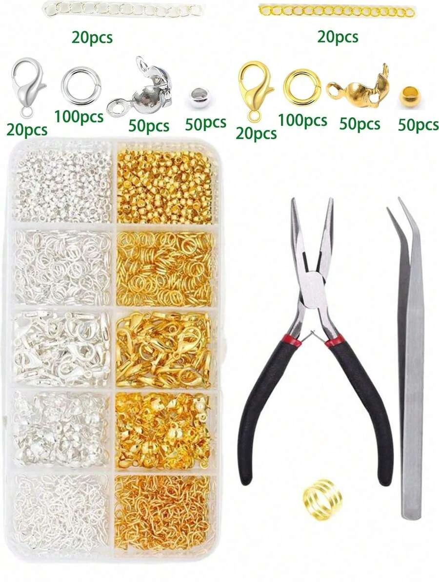 WGRXIRANYKM Ensemble de fermoirs métalliques en forme de homard, anneaux ouverts, perles entretoisées en fleurs dans une boîte pour la fabrication de bracelets, colliers et kits de bijouterie DIY | Mode en ligne | SHEIN FRANCE