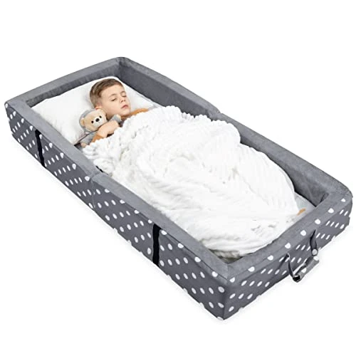 Milliard Lit de Voyage ace Matelas, Berceau Lit pour Bebe et Petits, Pliage Compact - Sac de Transport (Drap Lavable Inclus) Gris