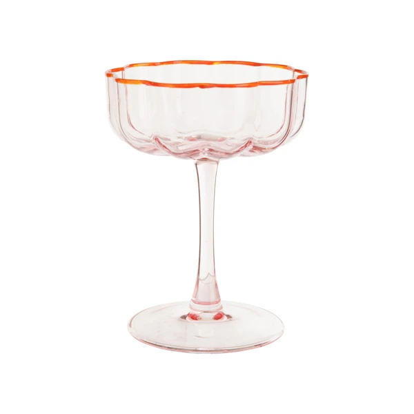 Coupette à champagne en verre rose Fleur - Ø 10 x H 13 cm