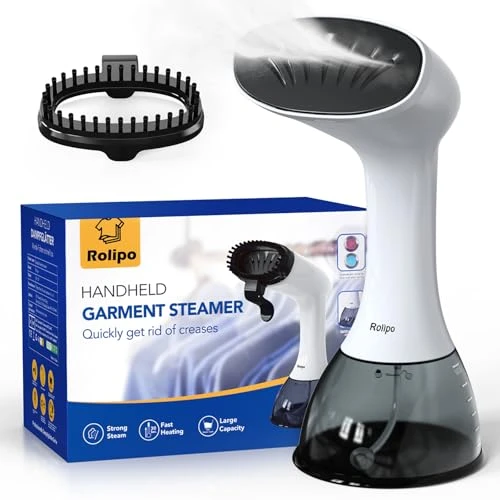 Rolipo Défroisseur Vapeur,1640W Fer à repasser portable haute puissance pour la maison, le bureau, le voyage, réservoir d'eau de grande capacité de 400ML, Voyage Vapeur Steamer,Blanc